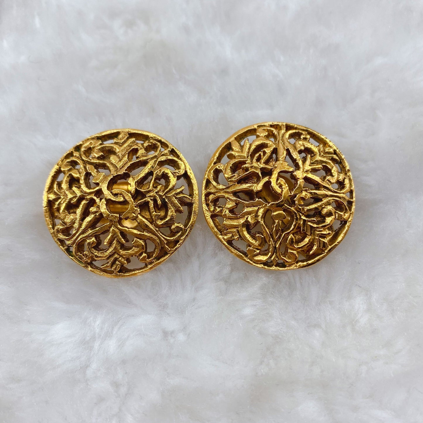 Chanel Perforated Logo Clip Earrings 1980's