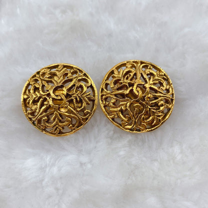 Chanel Perforated Logo Clip Earrings 1980's