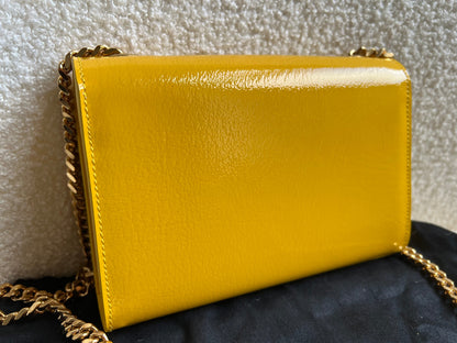 Yves Saint Laurent (YSL) Small Kate Yellow Patent with Gold Hardware