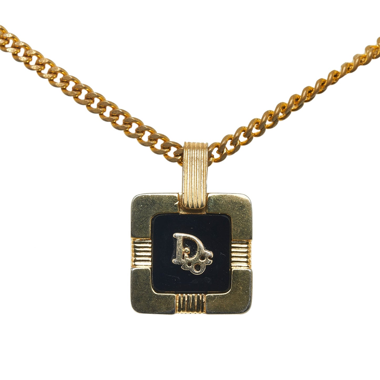 DIOR Square Logo Pendant Necklace Costume Necklace