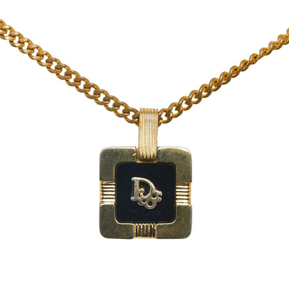 DIOR Square Logo Pendant Necklace Costume Necklace