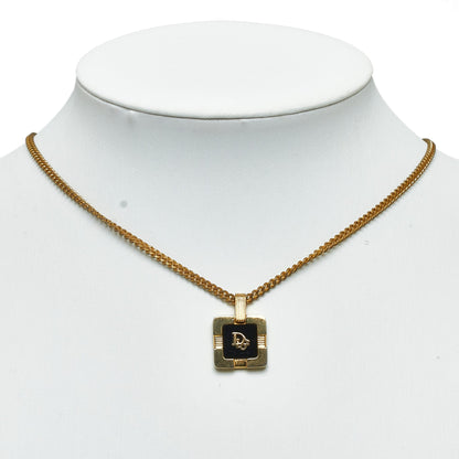 DIOR Square Logo Pendant Necklace Costume Necklace