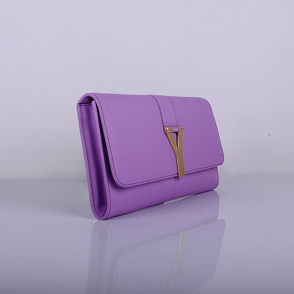 Yves Saint Laurent Lady Genuine Leather Purse Purple