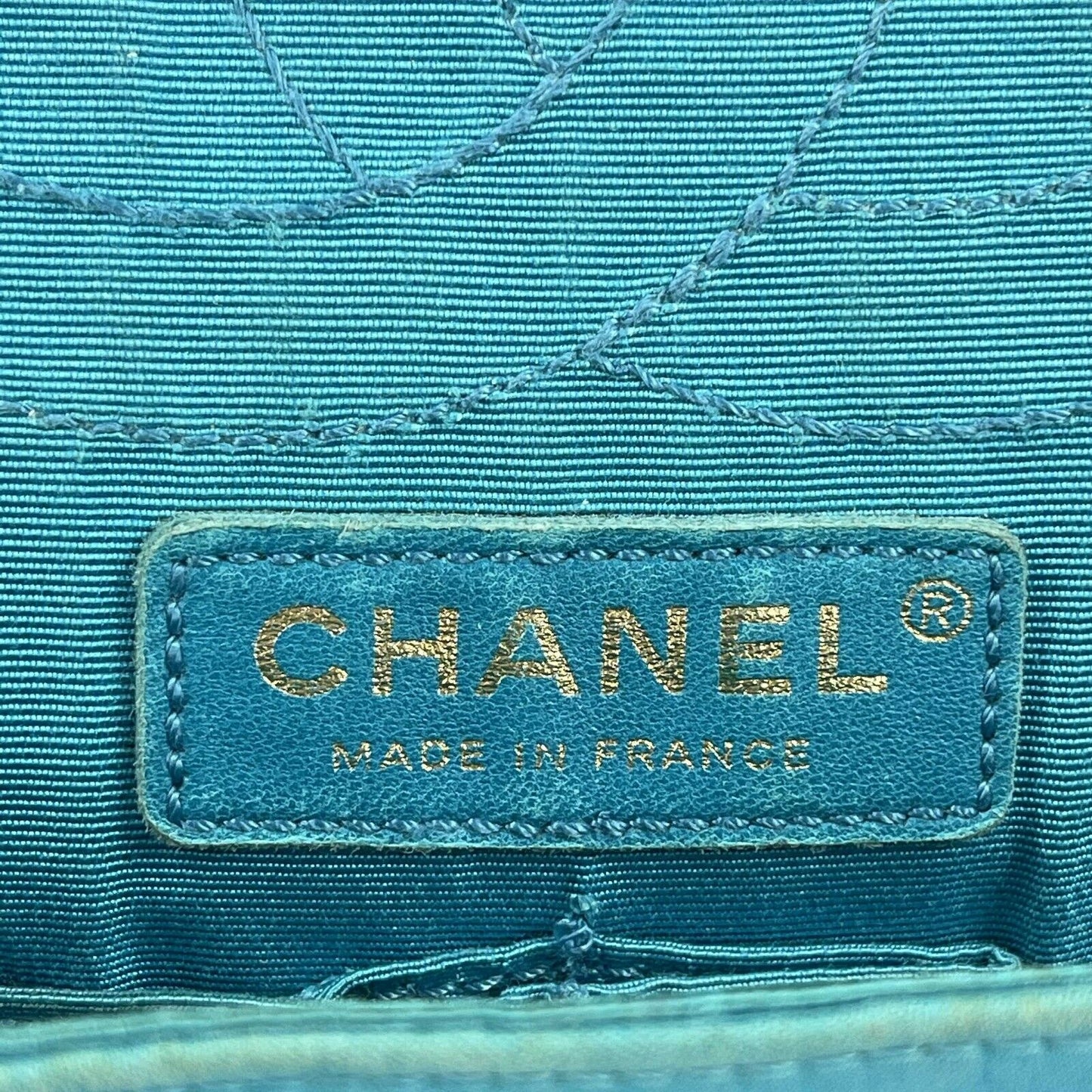 CHANEL - Reissue Small 2.55 Satin Crocodile Stitch - Turquoise / Gold Crossbody