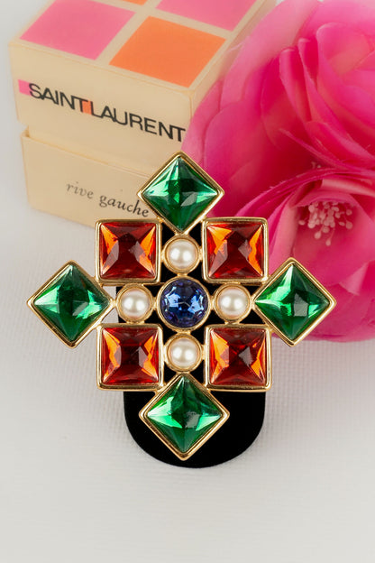 Broche strassée Yves Saint Laurent