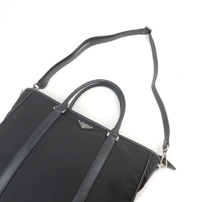 Prada Nylon Leather 2Way Bag Tote Bag NERO Black 2VG034