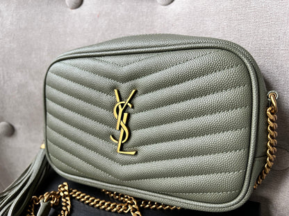 Yves Saint Laurent (YSL) Sage Green Mini Lou Camera Bag