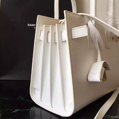 Yves Saint Laurent Baby Sac De Jour Bag In White Leather