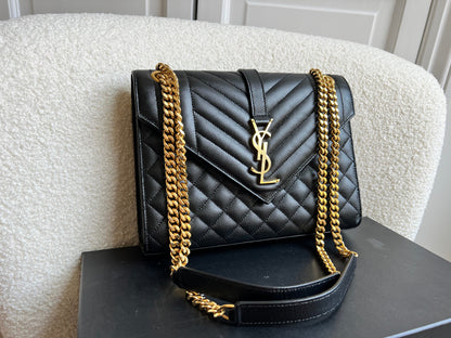 Yves Saint Laurent (YSL) Black Medium Envelope Bag