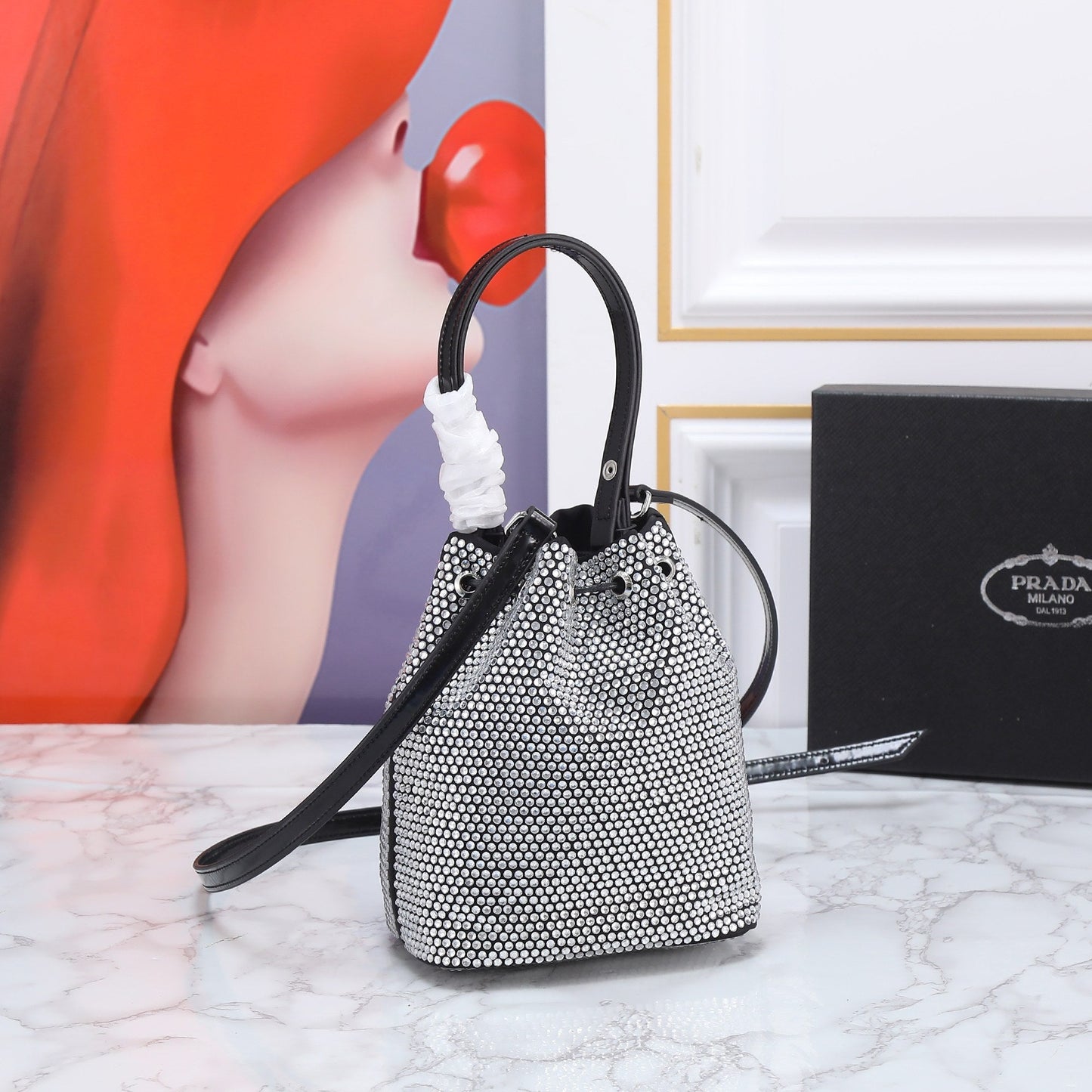 BOLSA PRADA BUCKET STRASS 16