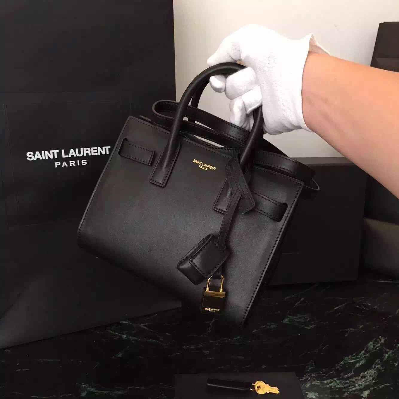 Yves Saint Laurent Nano Sac De Jour Bag In Black Leather