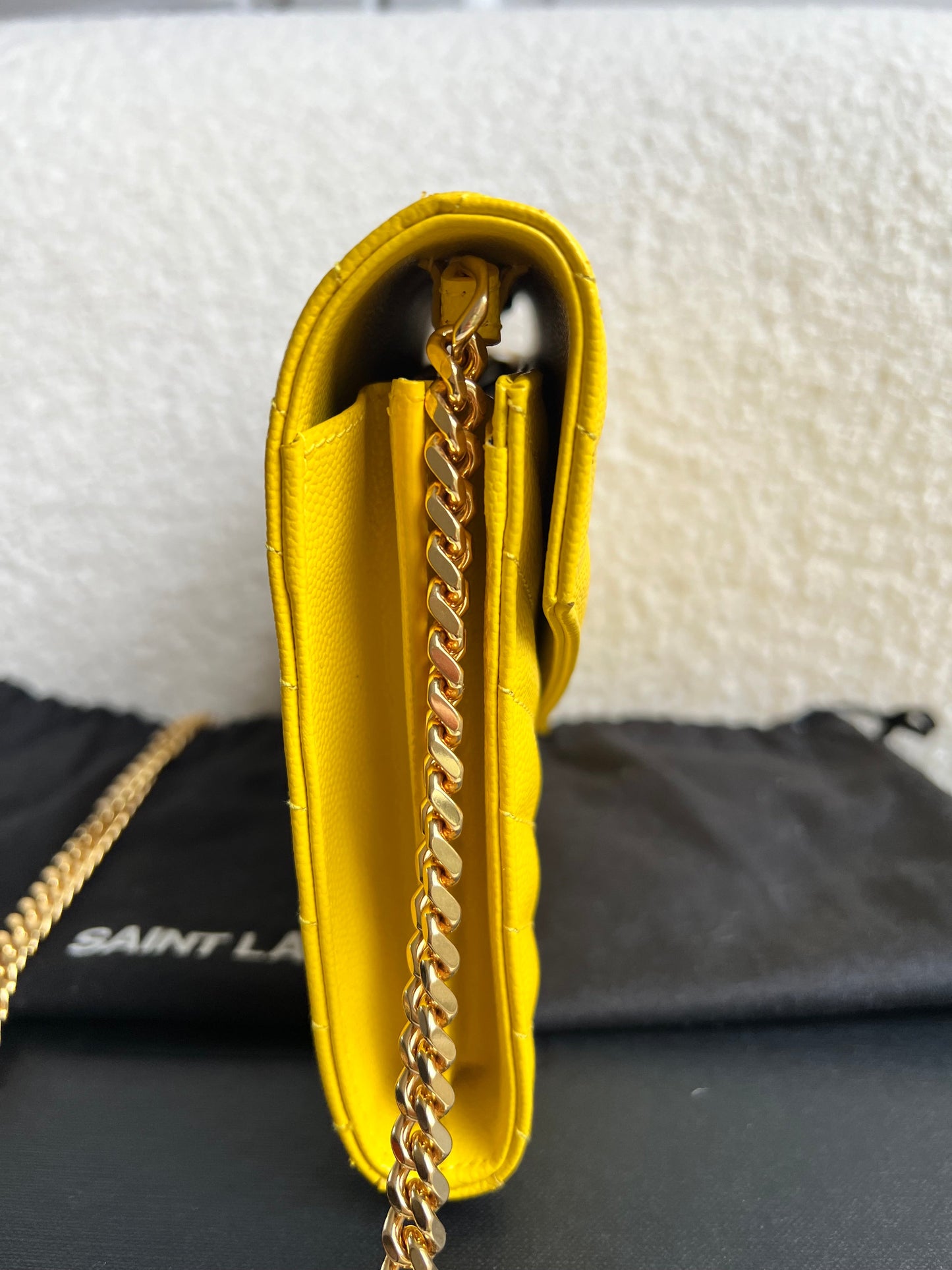 Yves Saint Laurent (YSL) Yellow Envelope Chain Wallet