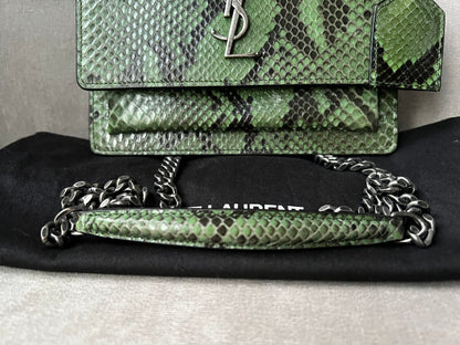 Yves Saint Laurent (YSL) Snake Print Small Sunset with Ruthenium Hardware