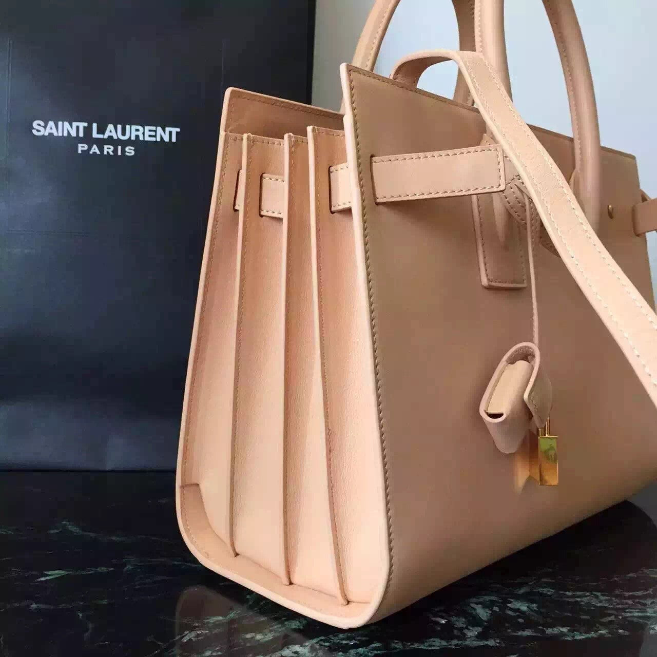 Yves Saint Laurent Small Sac De Jour Bag In Beige Leather