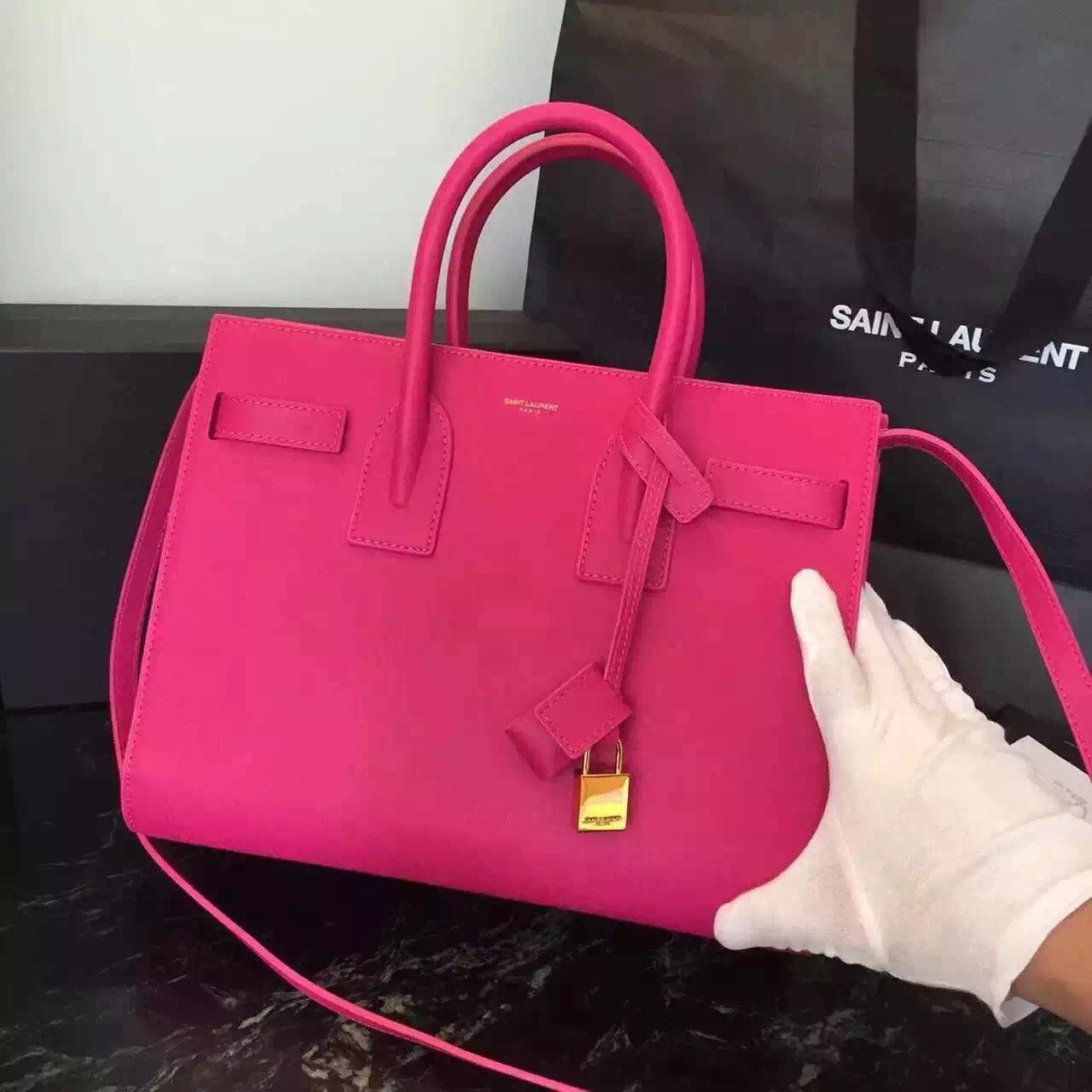 Yves Saint Laurent Small Sac De Jour Bag In Rosy Leather