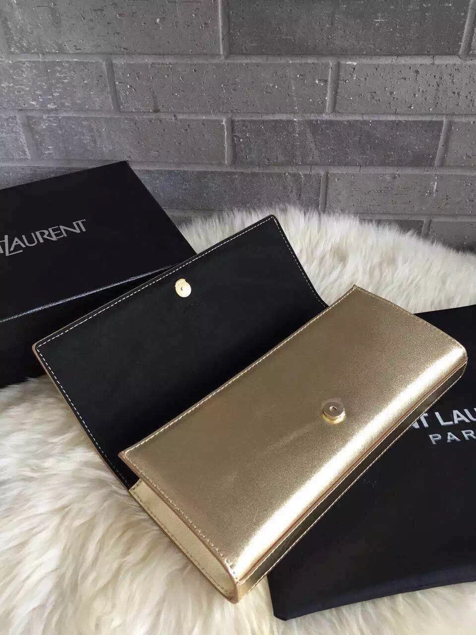 Yves Saint Laurent Golden Classic Metallic Monogramme Clutch