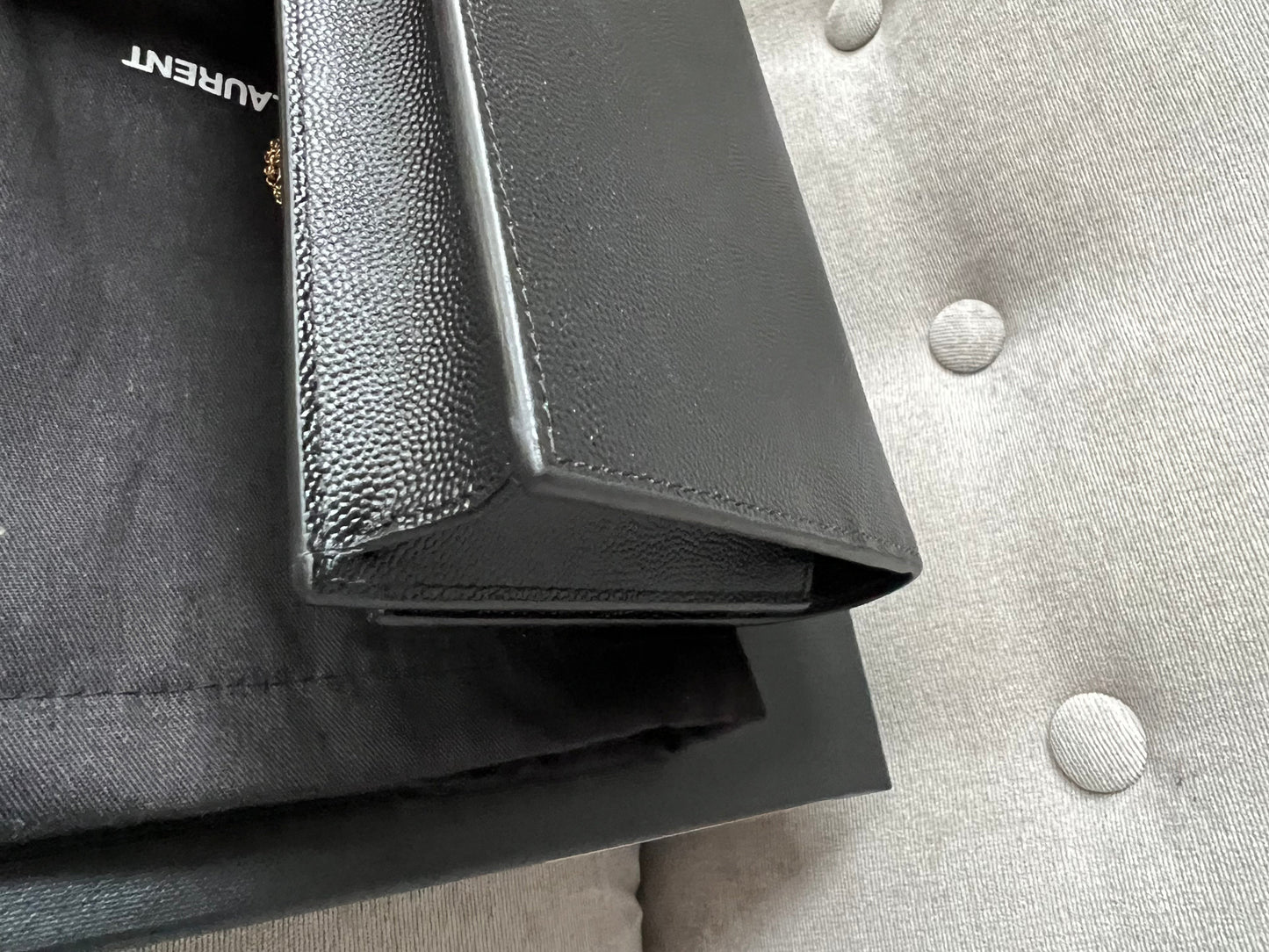 Yves Saint Laurent (YSL) Black Kate Chain Wallet Gold Hardware