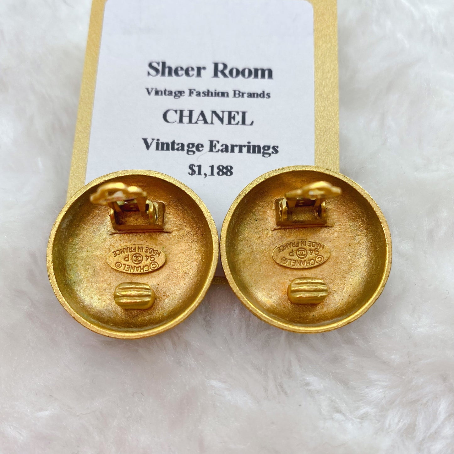 Chanel Vintage Double C Gold Earrings