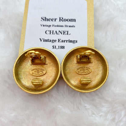 Chanel Vintage Double C Gold Earrings