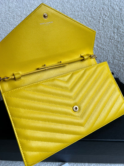 Yves Saint Laurent (YSL) Yellow Envelope Chain Wallet