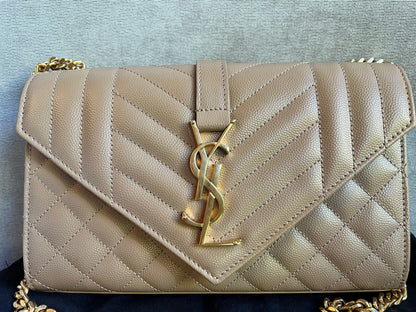 Yves Saint Laurent (YSL) Beige Small Envelope Bag