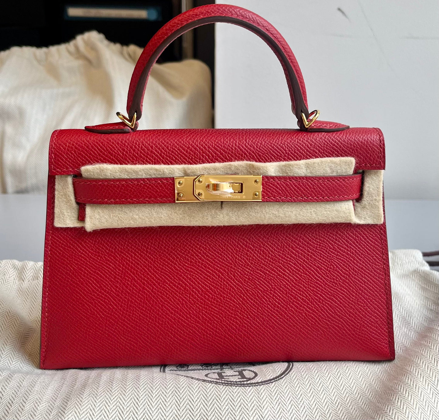 Hermes Kelly Sellier 20 Rouge Piment Epsom Gold Hardware