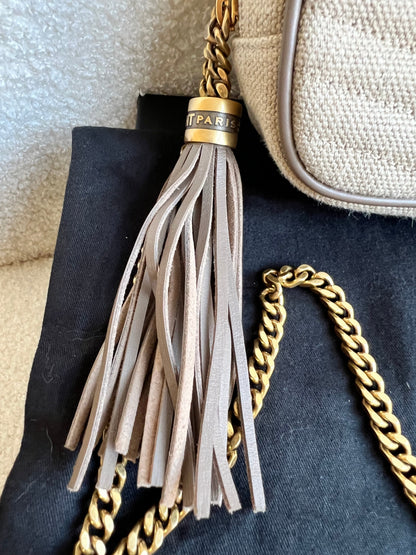 Yves Saint Laurent (YSL) Beige Linen Mini Lou Camera Bag