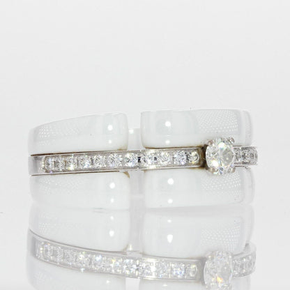 Chanel Ultra Diamonds White Ceramic White Gold Band Ring