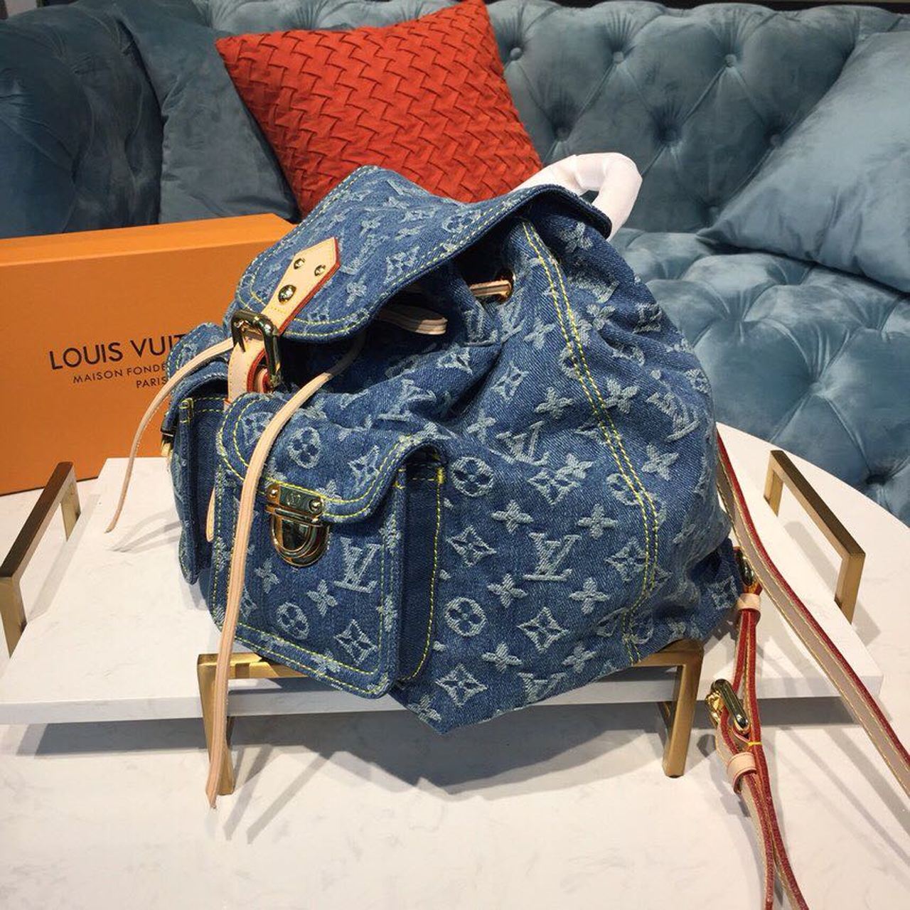 Louis Vuitton Backpack 30cm Monogram Denim Canvas Spring/Summer