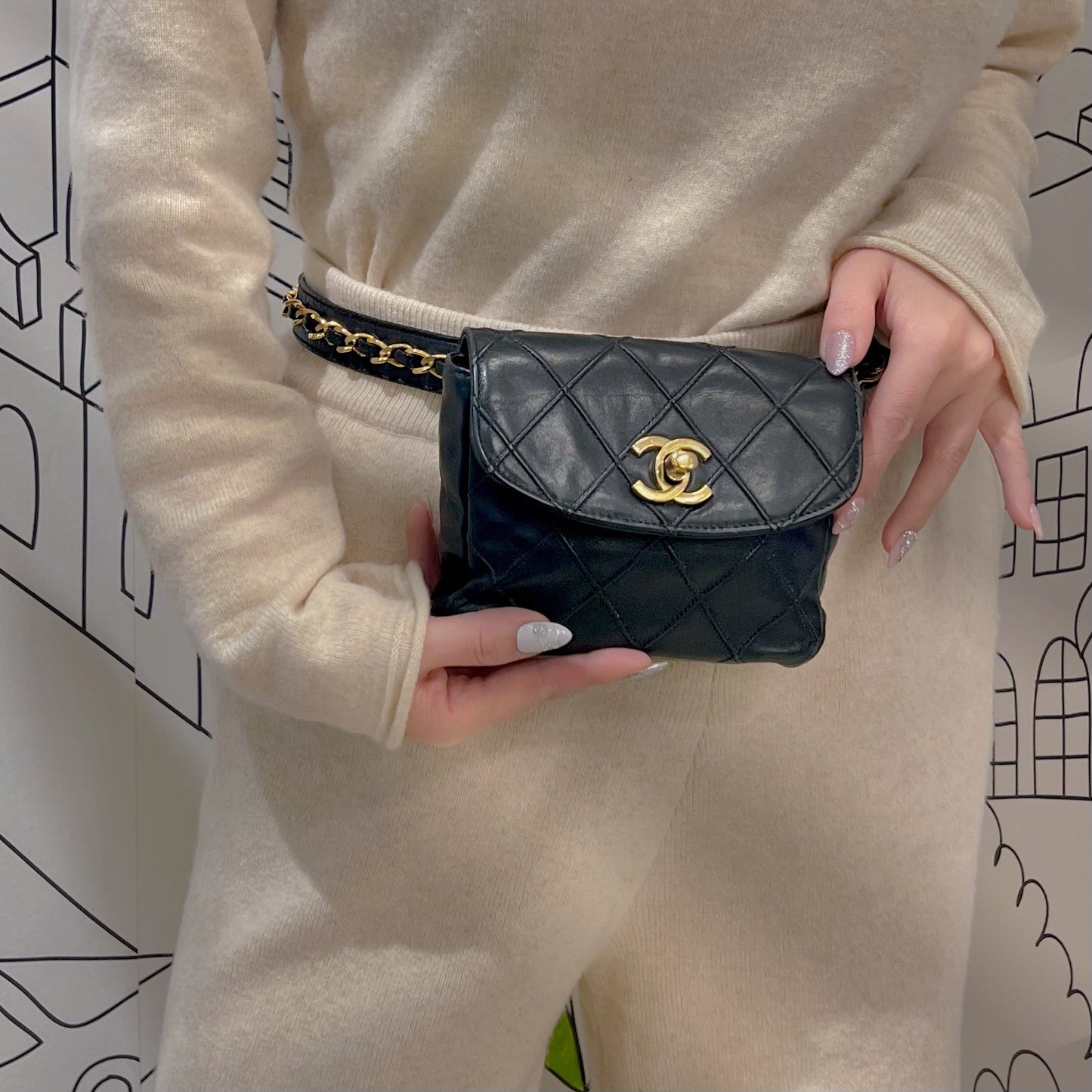 Chanel Black Gold Bag Bum bag Belt