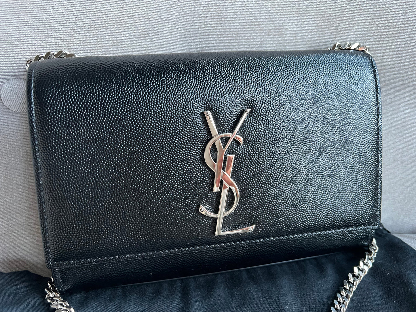 Yves Saint Laurent (YSL) Black Small Kate with Silver Hardware