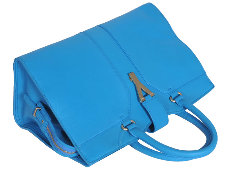 Yves Saint Laurent Cabas Chyc Large Leather Tote Blue