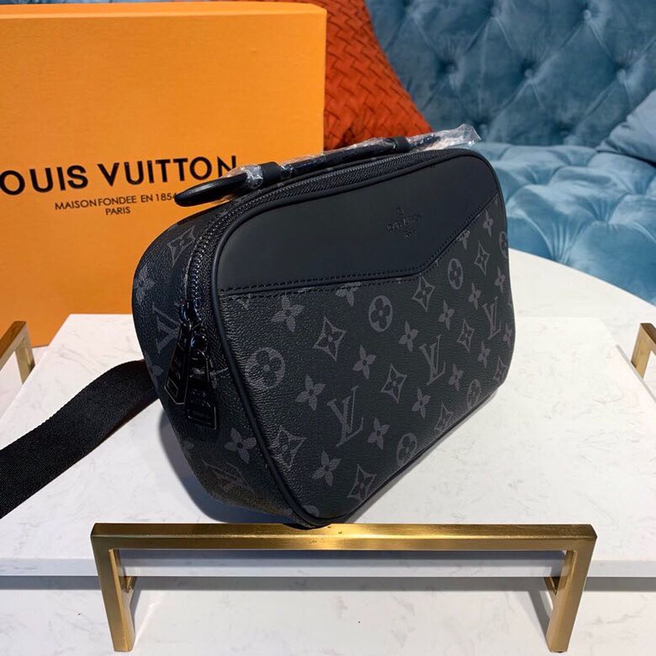 Louis Vuitton Bumbag Monogram Eclipse Canvas For Men, Belt Bags