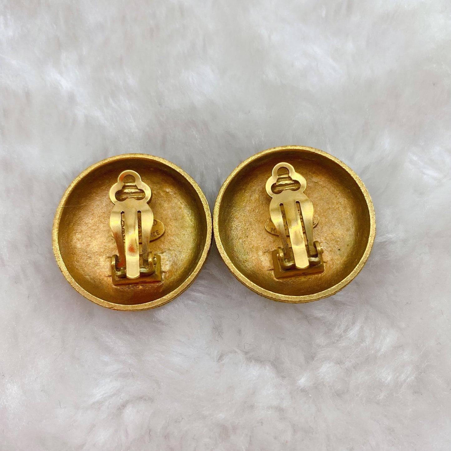 Chanel Vintage Double C Gold Earrings