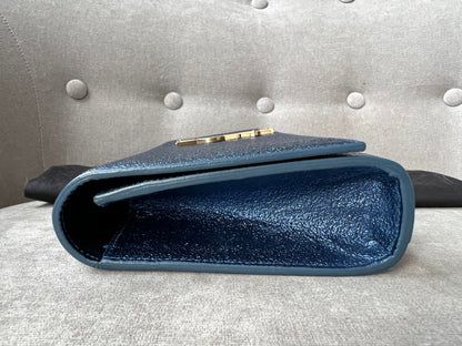 Yves Saint Laurent (YSL) Blue Glitter Cassandre Clutch