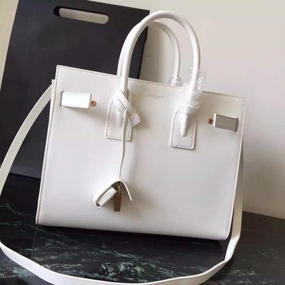 Yves Saint Laurent Small Sac De Jour Bag In White Leather