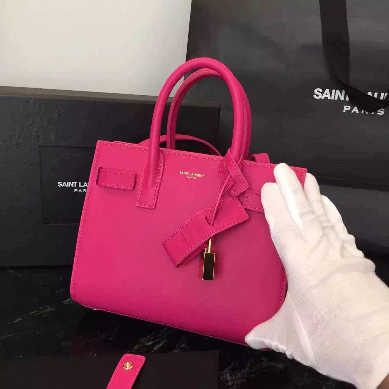 Yves Saint Laurent Nano Sac De Jour Bag In Rosy Leather