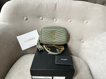 Yves Saint Laurent (YSL) Sage Green Mini Lou Camera Bag