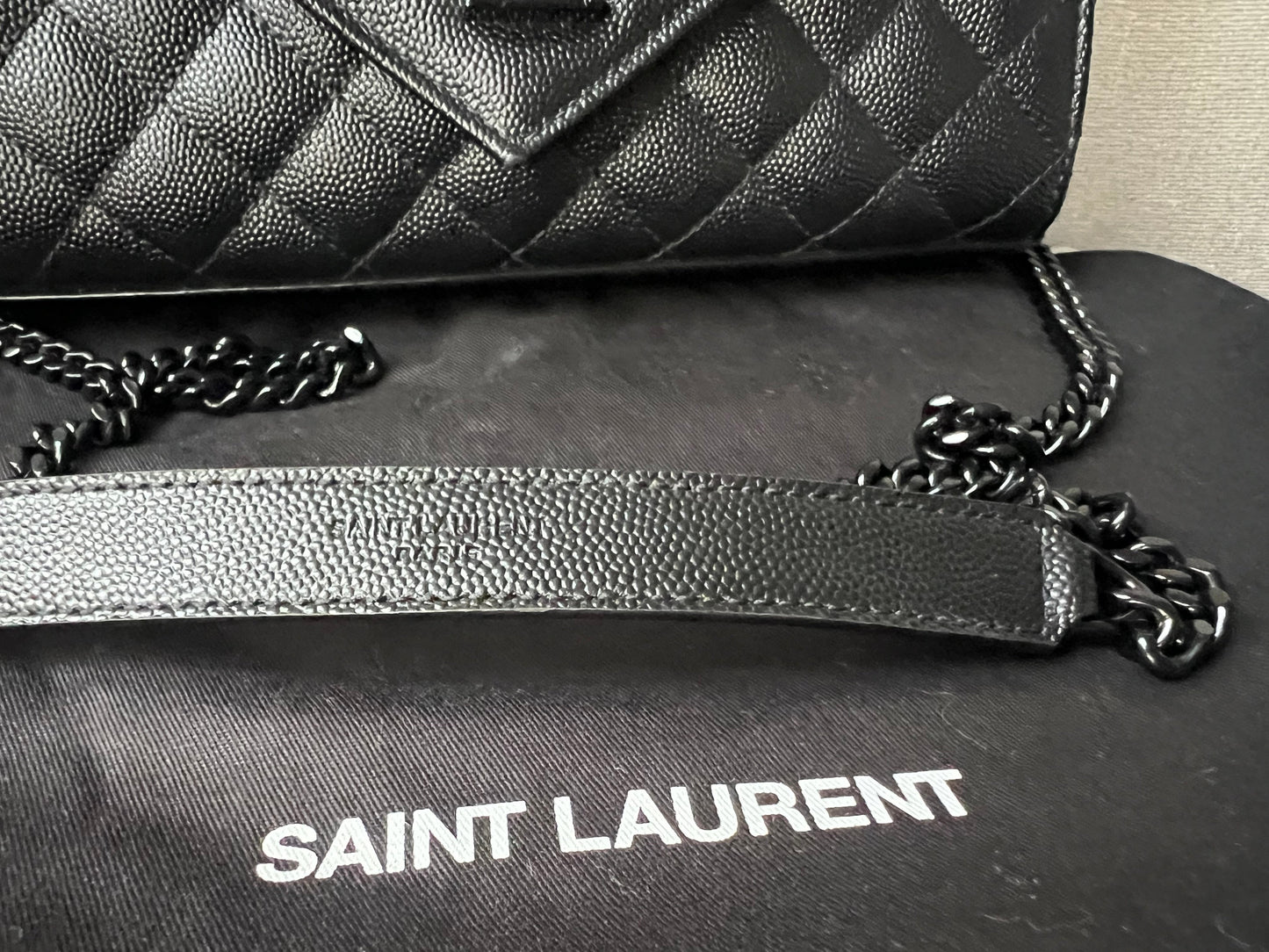 Yves Saint Laurent (YSL) Black on Black Small Envelope Bag