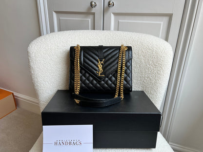 Yves Saint Laurent (YSL) Black Medium Envelope Bag