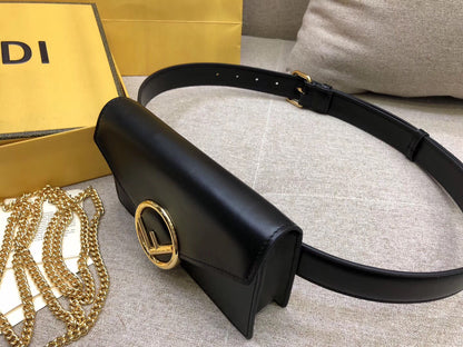 Fendi Kan I F Belt Bag In Black Calfskin