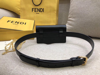 Fendi Kan I F Belt Bag In Black Calfskin