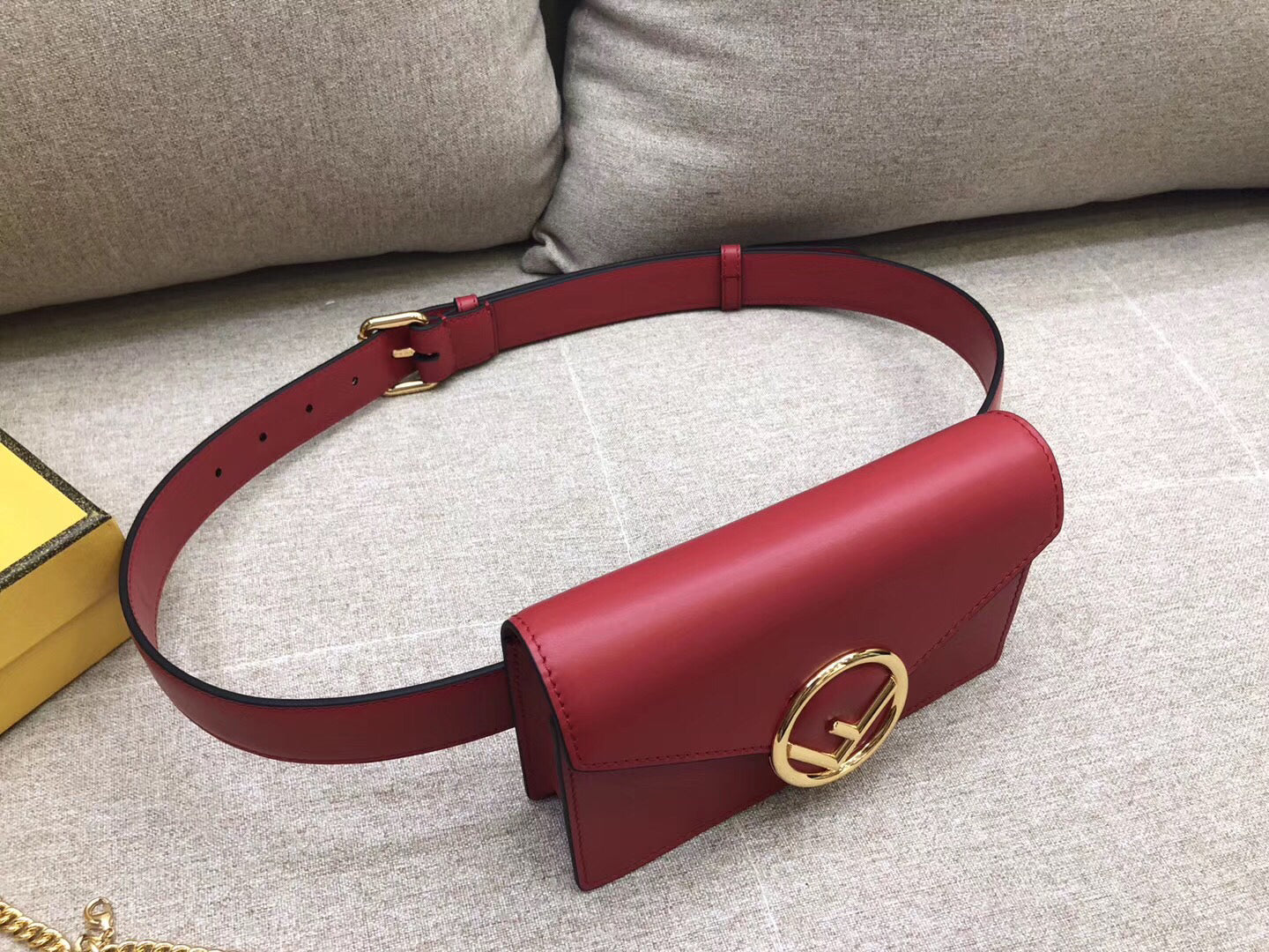 Fendi Kan I F Belt Bag In Red Calfskin