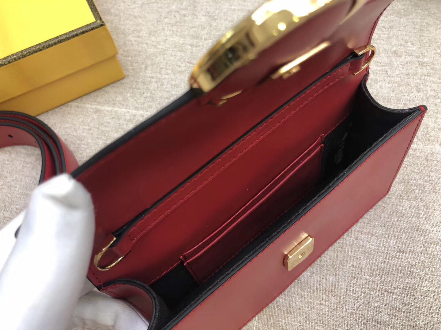 Fendi Kan I F Belt Bag In Red Calfskin