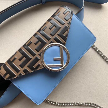 Fendi Blue Kan I F Belt Bag With FF Motif