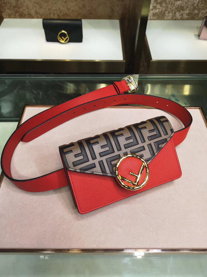 Fendi Red Kan I F Belt Bag With FF Motif