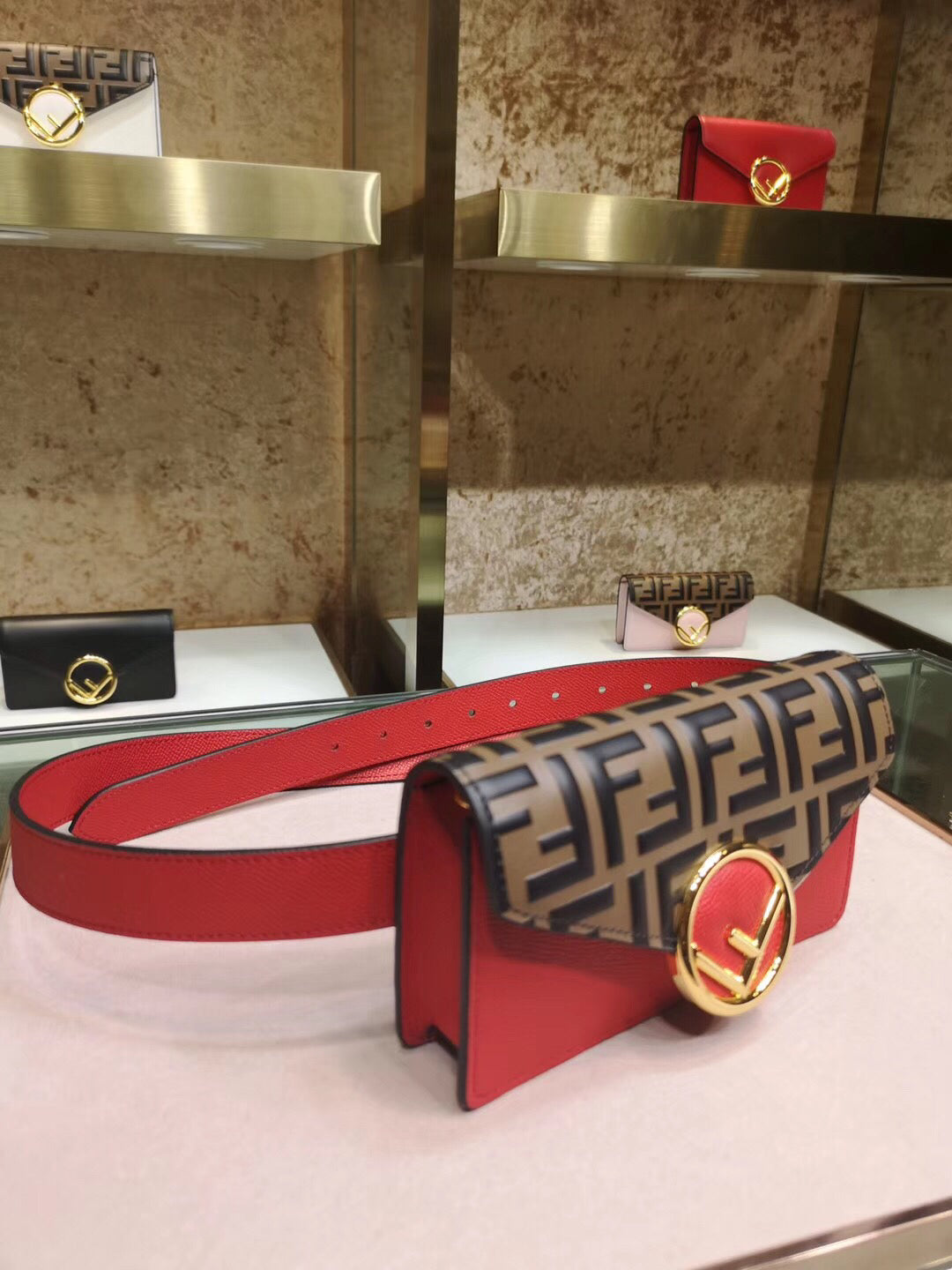 Fendi Red Kan I F Belt Bag With FF Motif