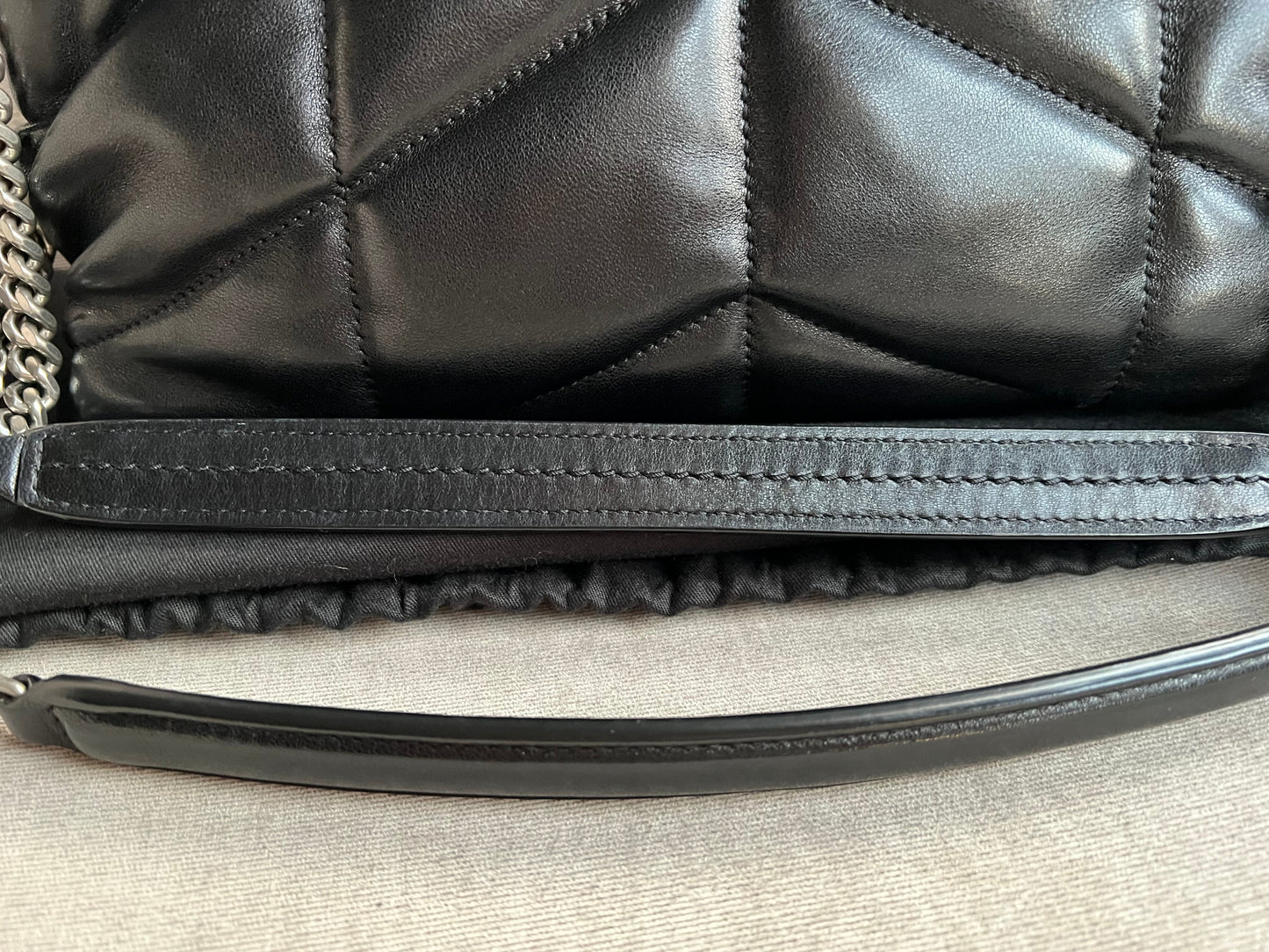 Yves Saint Laurent (YSL) Small Puffer in Black Quilted Lambskin