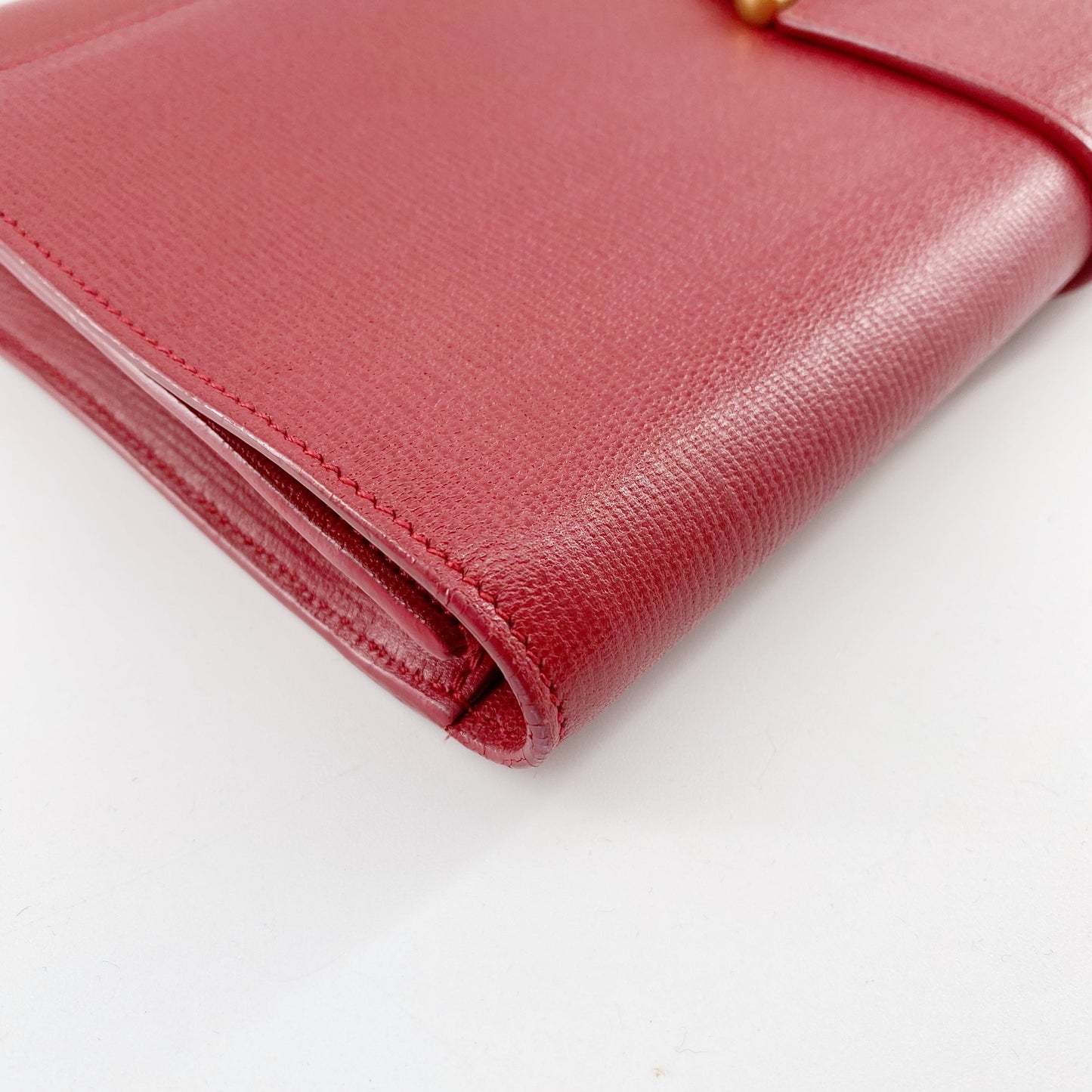 Yves Saint Laurent Red Textured Leather Y-ligne Clutch