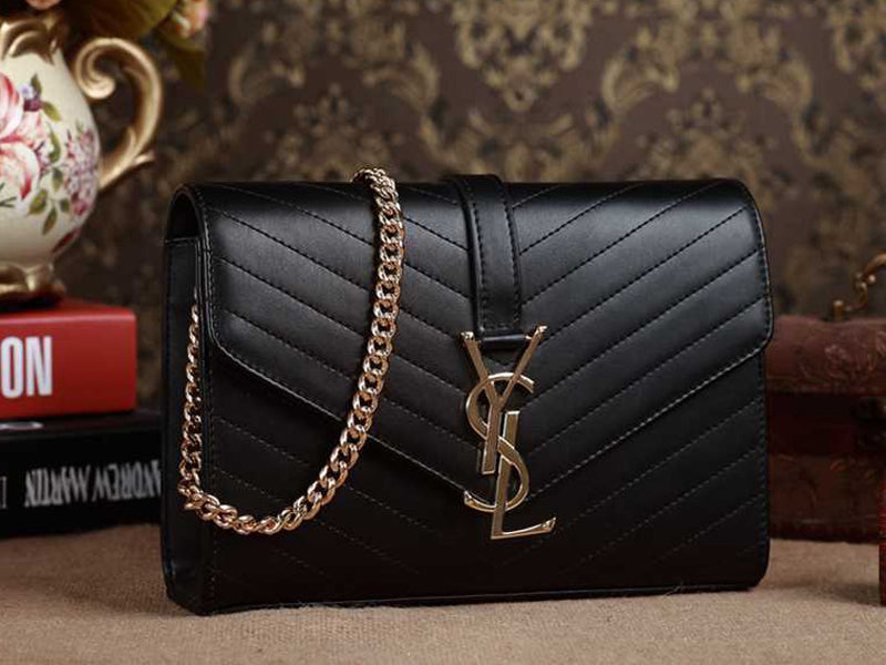 Yves Saint Laurent Small Monogramme Satchel In Black Matelasse Leather